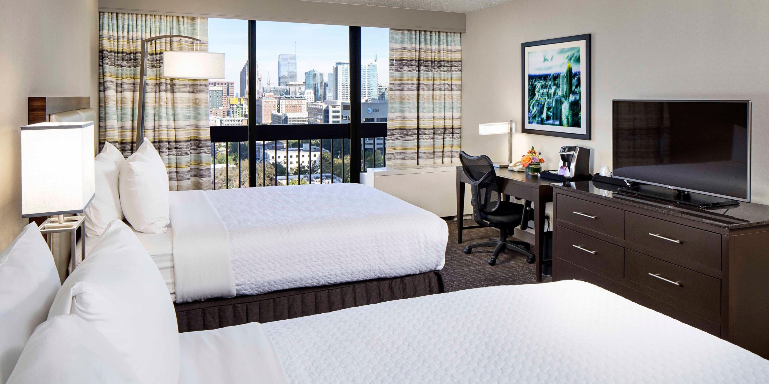 DOUBLE ROOM - QUEEN SIZE W/ PRIVATE BATHFeatures:&nbsp;Free WiFi, Spacious Workspace, Keurig coffee maker, Revitalized modern décor and furnishings, Temple Spa bathroom amenities