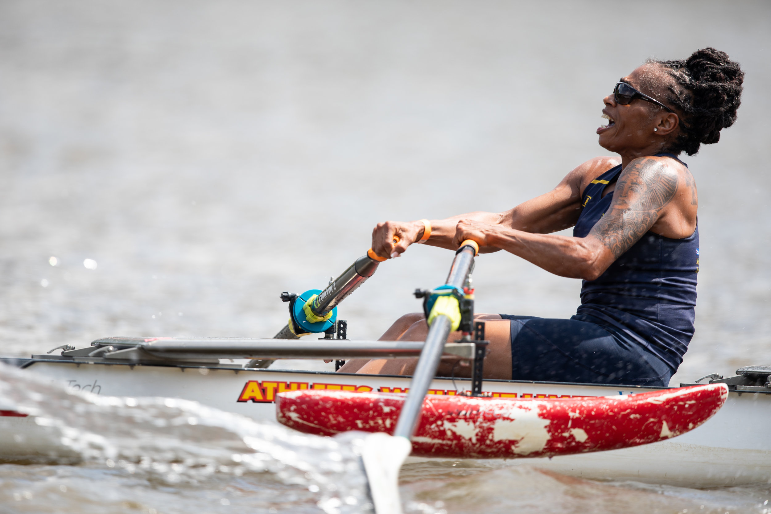   A rower races in BAYADA Home Health Care’s annual regatta in Philadelphia, Pa. on Aug. 23, 2018.  