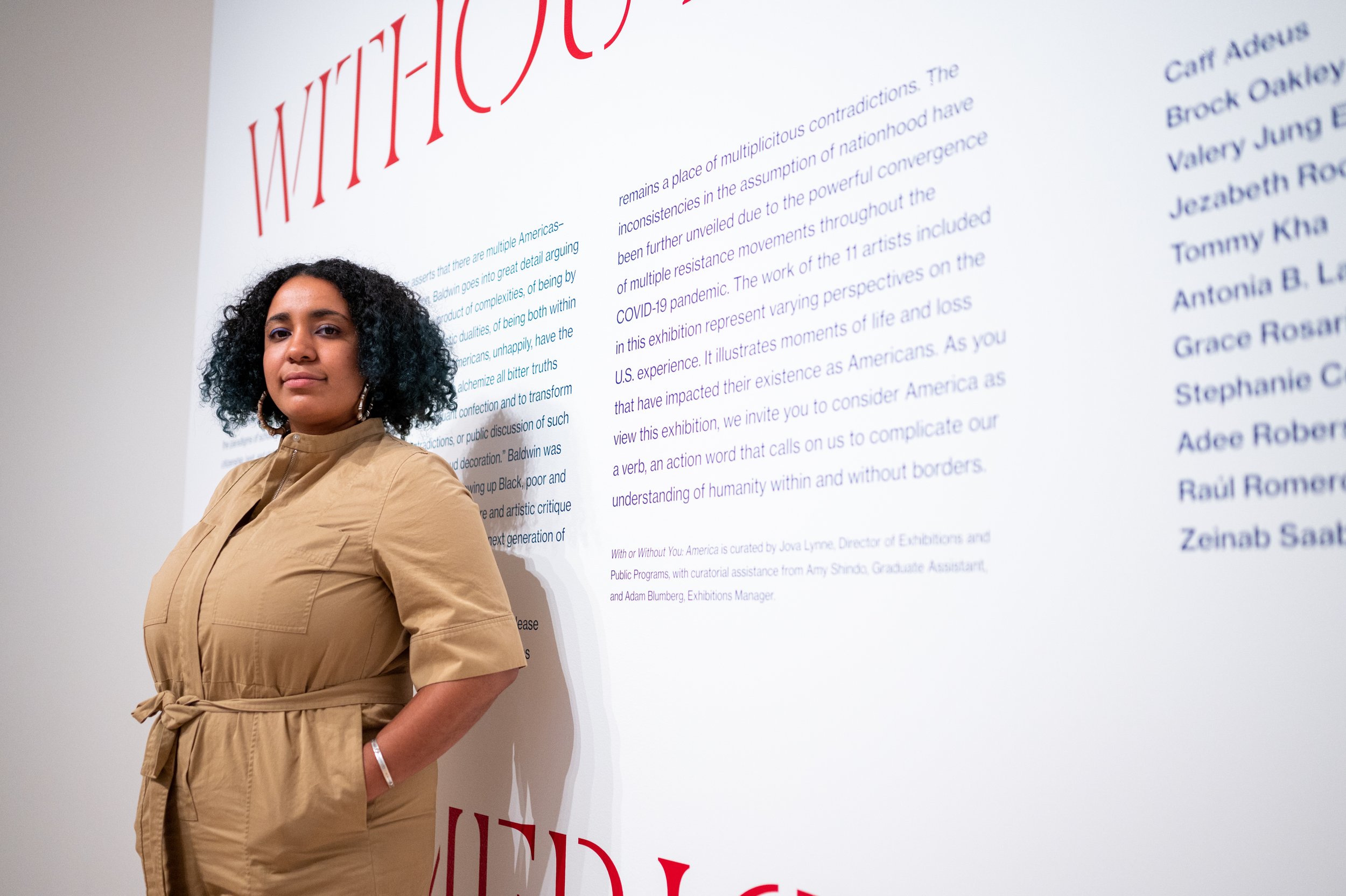  Jova Lynne, Director of Exhibitions and Public Programs at the Tyler School of Art, curated the new exhibition With or Without You: America that took place in the contemporary gallery at Tyler on Friday, Aug. 26, 2022. With or Without You: America 