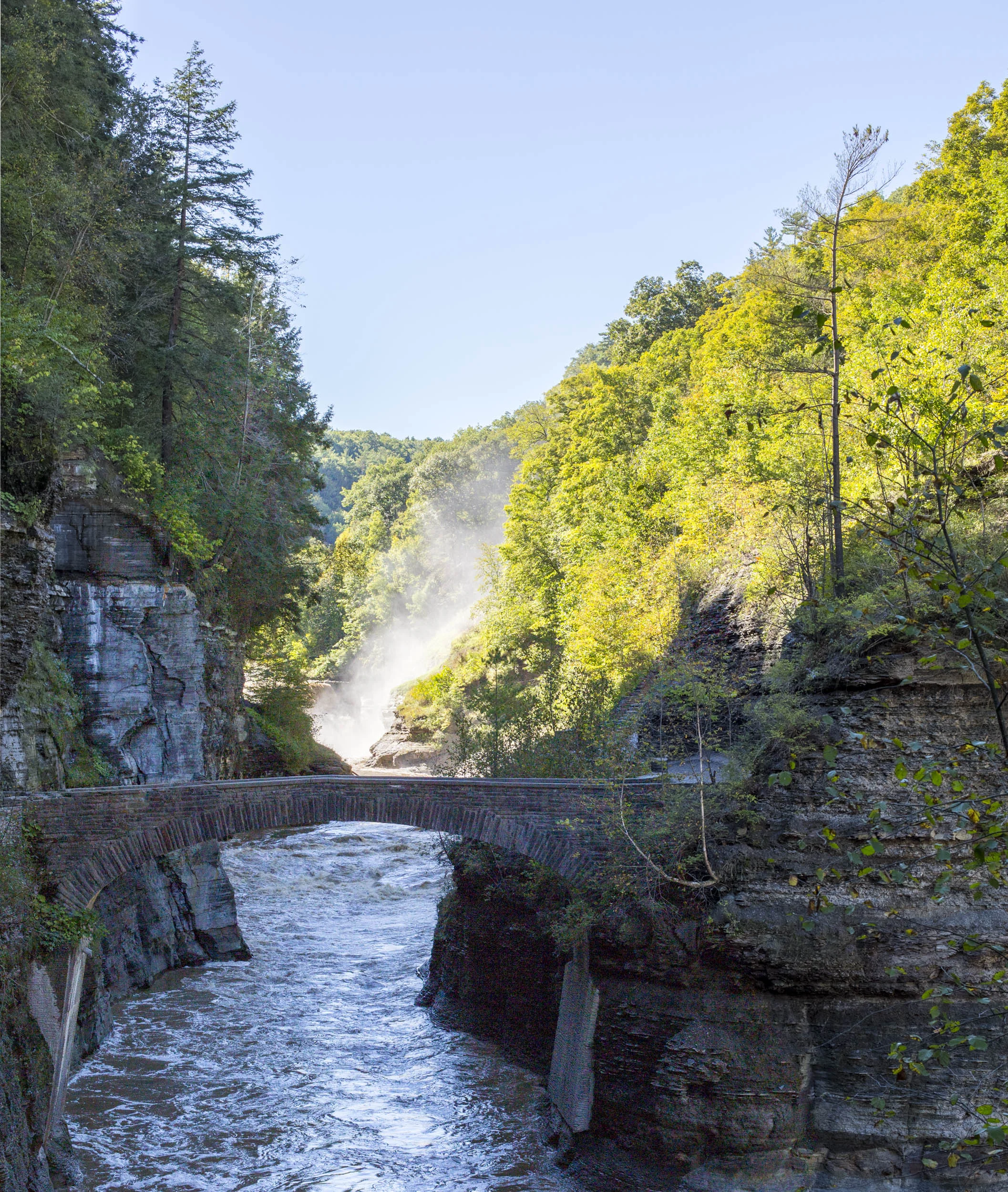 Here is a picture of a bridge that you can cross to get to some hiking paths by the falls at Letchworth.