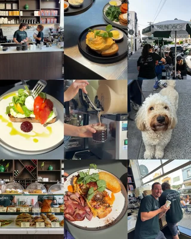 Send this to someone who's never been to Bruno before. 

We have pastries, coffee, dogs, fresh brekkie and lunch, wine, a lovely team and we'd love to meet you 🫶