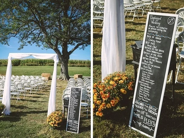 Wedding ceremony setup - simple and rustic