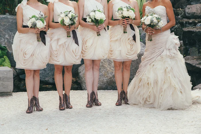 Neutral colored Vera Wang bridesmaid dresses
