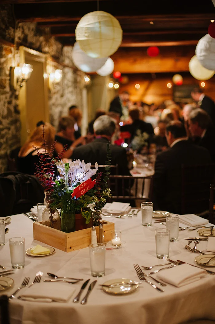 Cozy indoor restaurant wedding reception