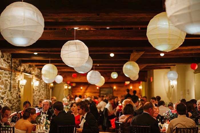 Cozy indoor restaurant wedding reception