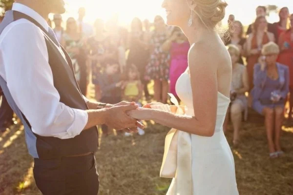 Stunning sunset wedding ceremony. Wedding photography by Marissa Maharaj.