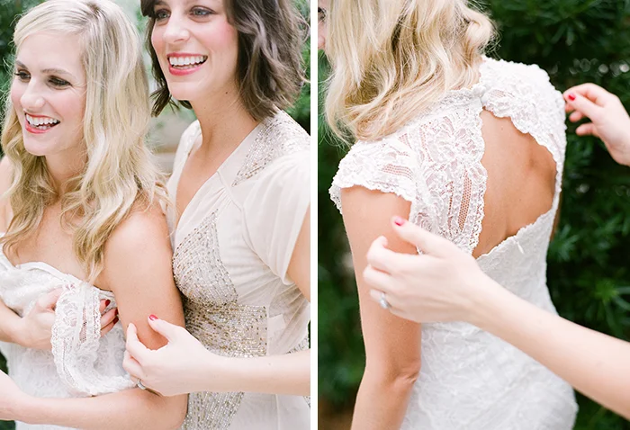 Two brides getting ready
