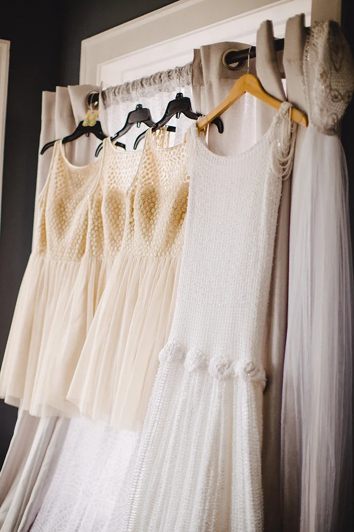Beautiful vintage wedding dress and bridesmaid dresses