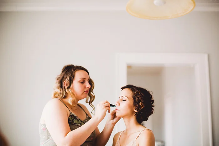 Gorgeous bride getting ready