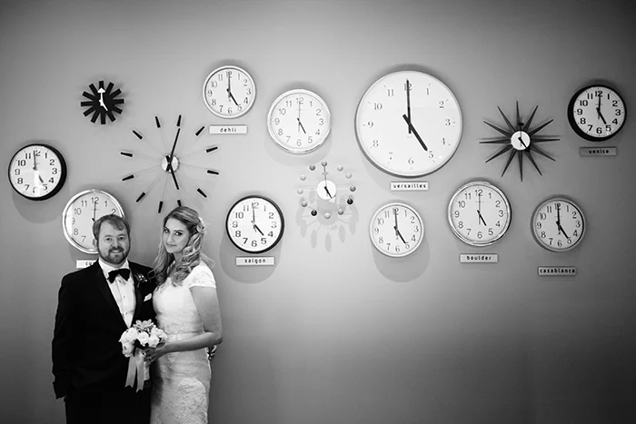 Wedding elopement photo by fun clocks