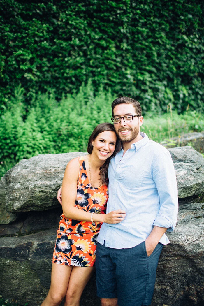 Adorable Central Park engagement session with casual style and a puppy!