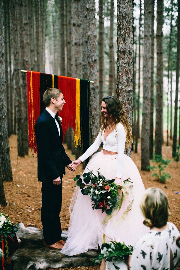 crop top and tulle skirt wedding dress