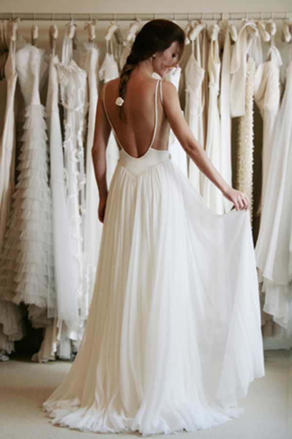 open back simple wedding dresses