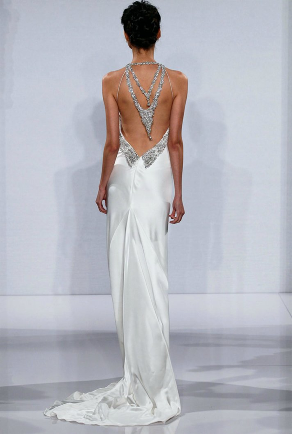 open back silk wedding dress