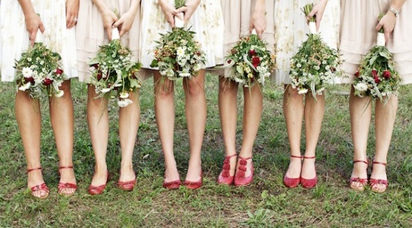 mismatched bridesmaid dresses, red bridesmaid shoes, bridesmaid feet picture, bridesmaids, bridesmaids advice, bridesmaids style, bridesmaids hairstyle, bridesmaids beauty, bridesmaids planning, how to choose your bridal party, bridal party advice, bridal party planning, bridal party checklist, bridesmaids checklist, bridesmaid checklist, maid of honor checklist, how to be a good bridesmaid, bridesmaid tips and tricks, wedding party app, rachel wilkerson, wedding app, wedding party blog, advice on choosing bridal party, who to choose for your bridal party, how to choose your bridesmaids, bridesmaid etiquette