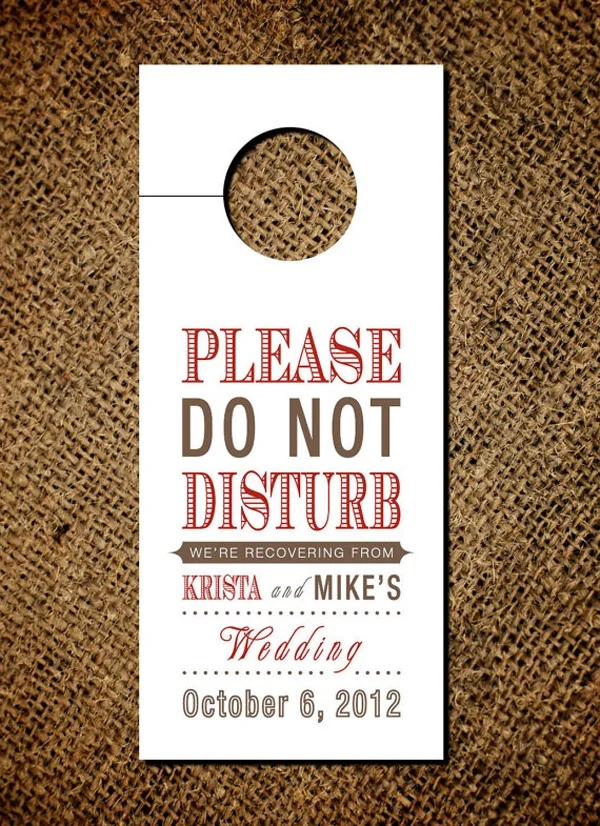 wedding door hanger, wedding do not disturb, custom wedding door hanger, wedding morning after door hanger, wedding morning after souvenir, wedding hotel door hanger, cool wedding door hanger, wedding door hanger idea, wedding door hanger inspiration, diy wedding door hanger, wedding do not disturb sign, unique wedding ideas, unique wedding guest ideas, how to entertain wedding guests, unique ideas for wedding guests, how to entertain wedding guests, how to be a good wedding guest, unique wedding guest entertainment, wedding guest entertainment, how to make sure wedding guests have a good time, entertaining wedding guests, wedding guest inspiration, wedding guest ideas, wedding guest games, wedding guest fun ideas