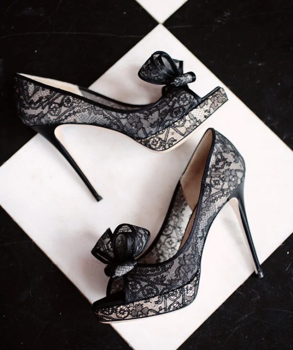 black wedding pumps