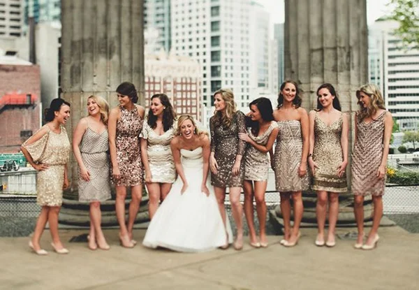 gold wedding bridesmaid dresses