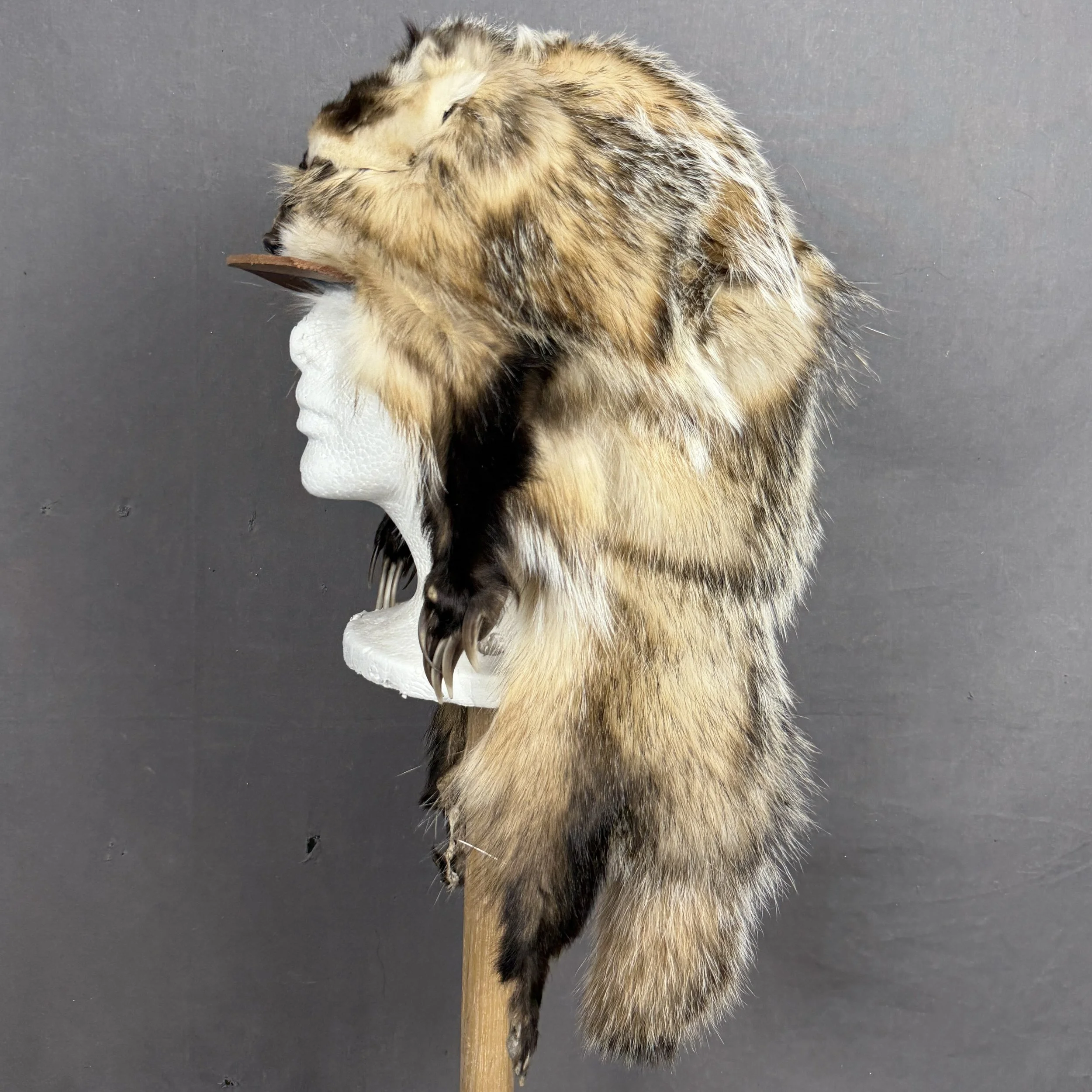 Authentic Badger Fur Hat with Face and Feet