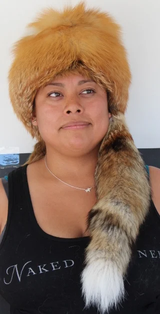 Ladies Red Fox Mountain Man Fur Hat.JPG