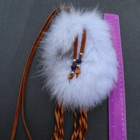 blue fox fur pouch
