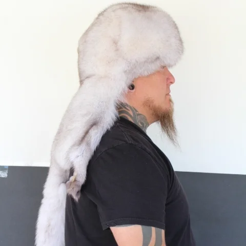 blue fox mountain man fur hat