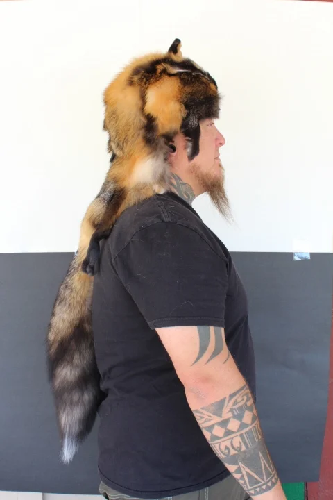 cross fox mountain man fur hat