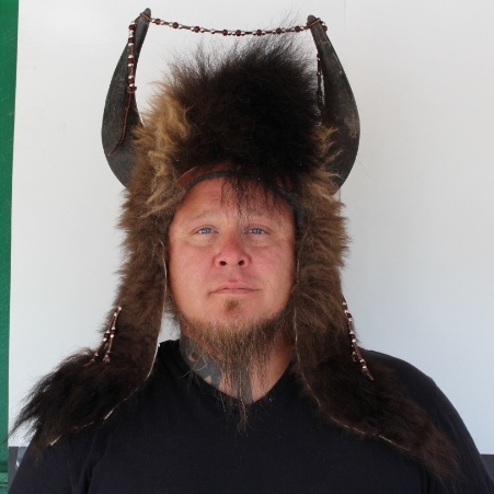 Buffalo Mountain Man Fur Hat with Horns 