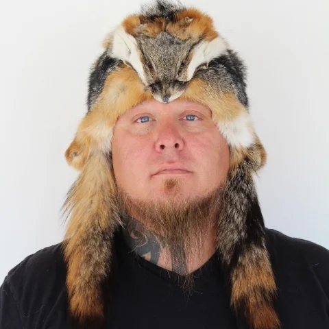 Grey Fox Mountain Man Fur Hat With 3 Tails Claw Antler Hide Co