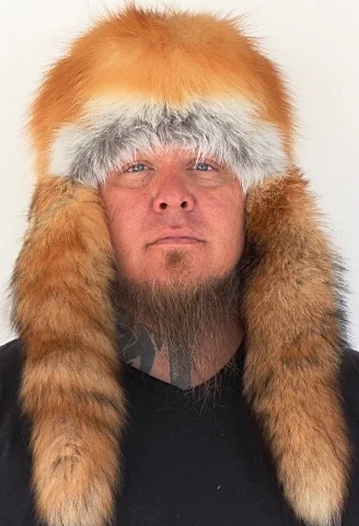 Red Fox Mountain Man Fur Hat with 3 Tails