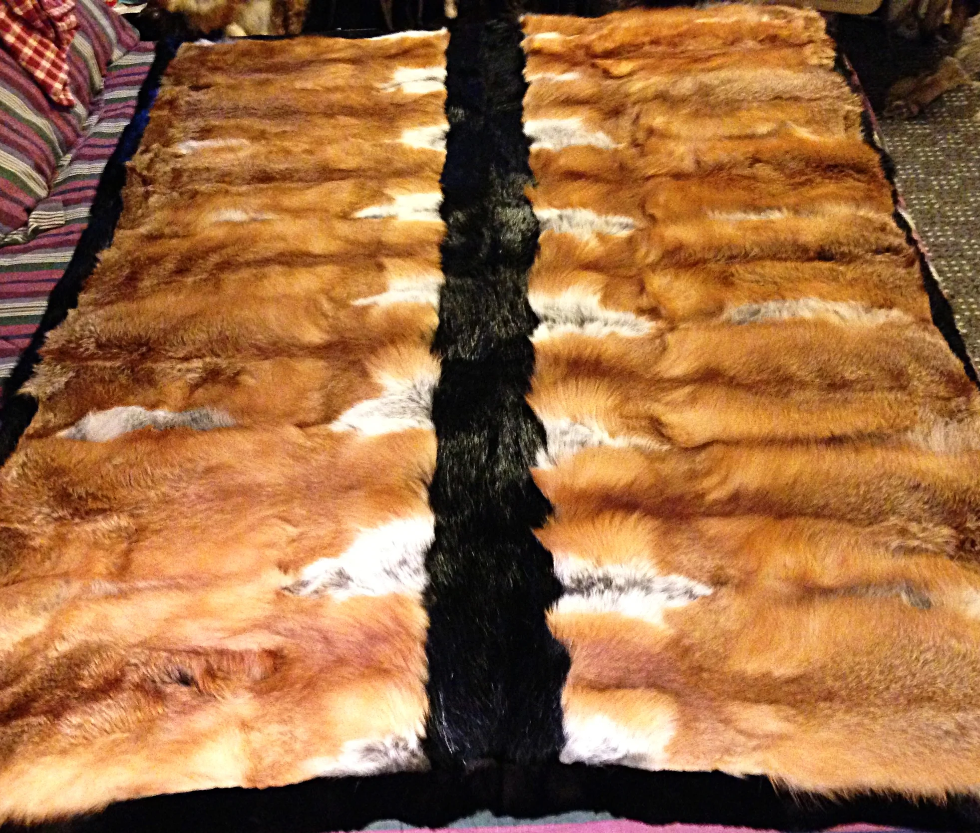 Red fox throw with beaver trim 