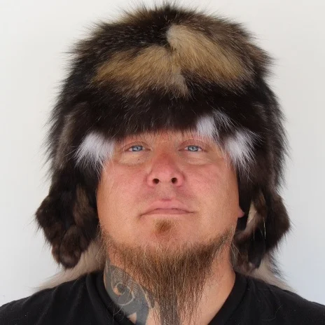cross fox mountain man fur hat
