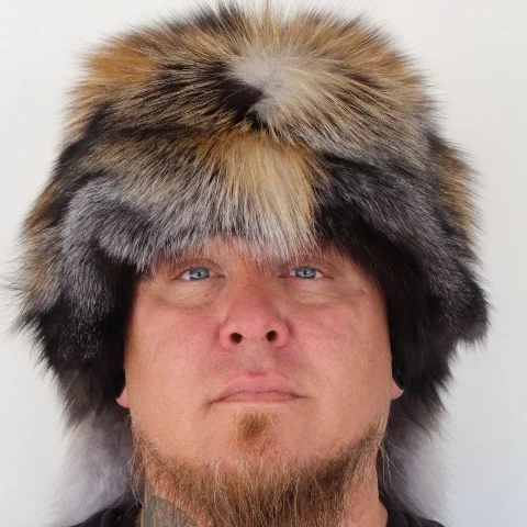 cross fox mountain man fur hat