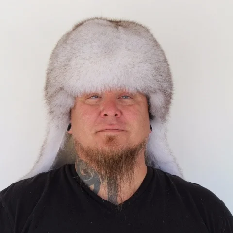 Blue fox mountain man fur hat