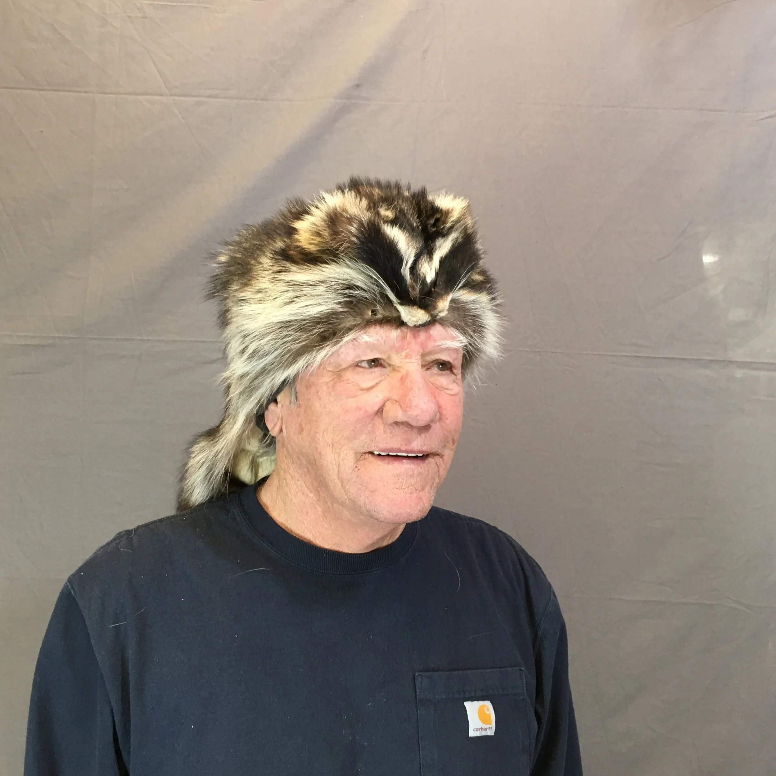 Raccoon Mountain Man Hat with face and tail