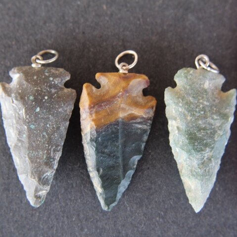 Natural Mountain Crystal Arrowhead Pendant - Point Stone Necklace, Unworn