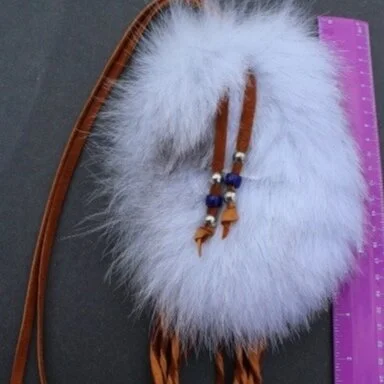 Blue Fox Fur Pouch