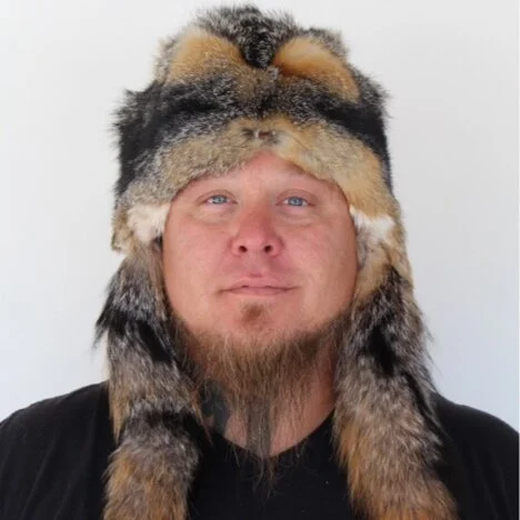 Gray Fox Mountain Man Fur Hat with 4 Tails
