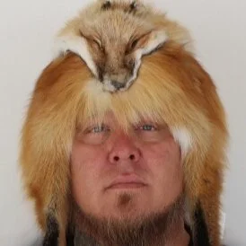 Red Fox Mountain Man Fur Hat with Feet