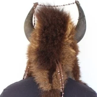 Buffalo Mountain Man Fur Hat with Horns — Claw, Antler Hide