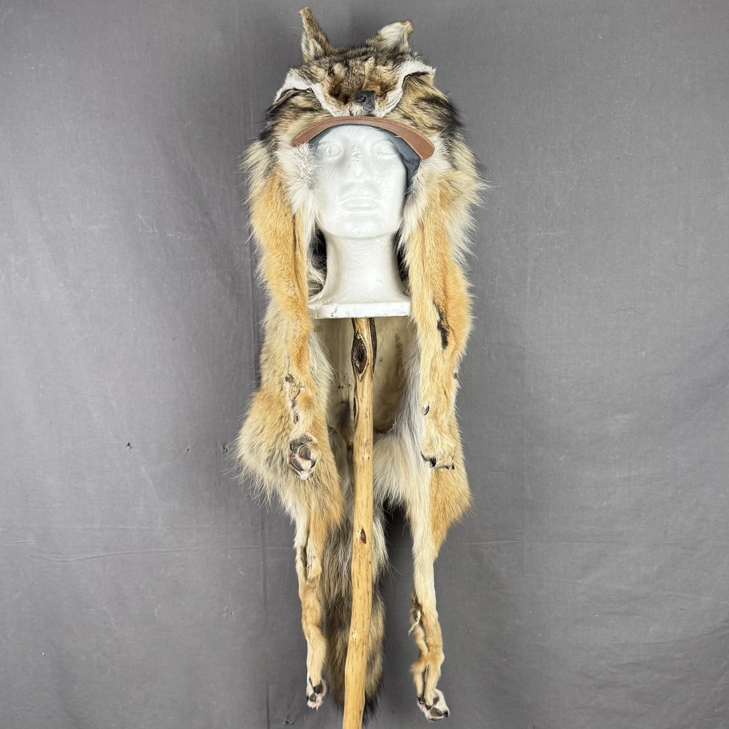 Coyote Mountain Man Hat with bill, face, tail and feet