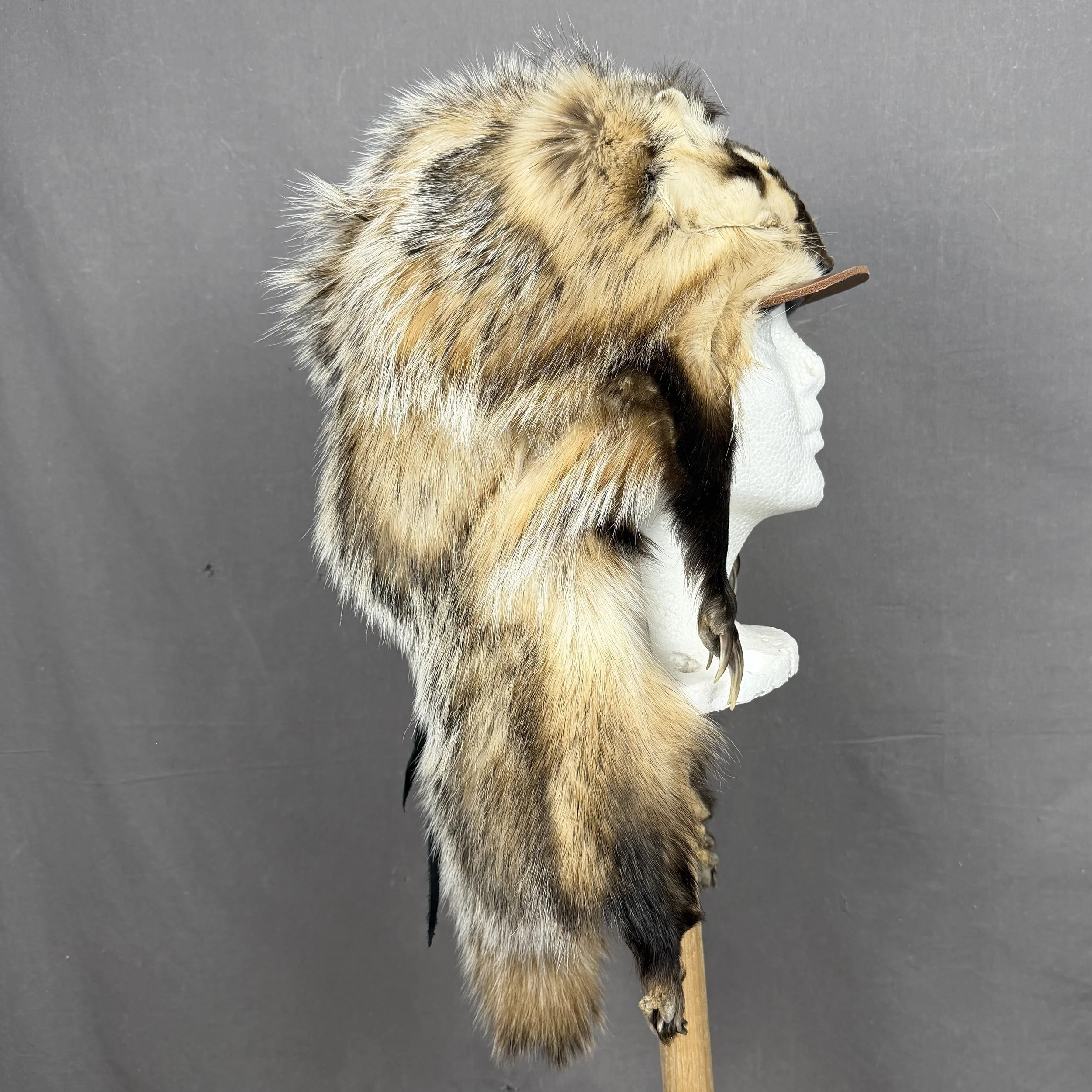 Authentic Badger Fur Hat with Face and Feet
