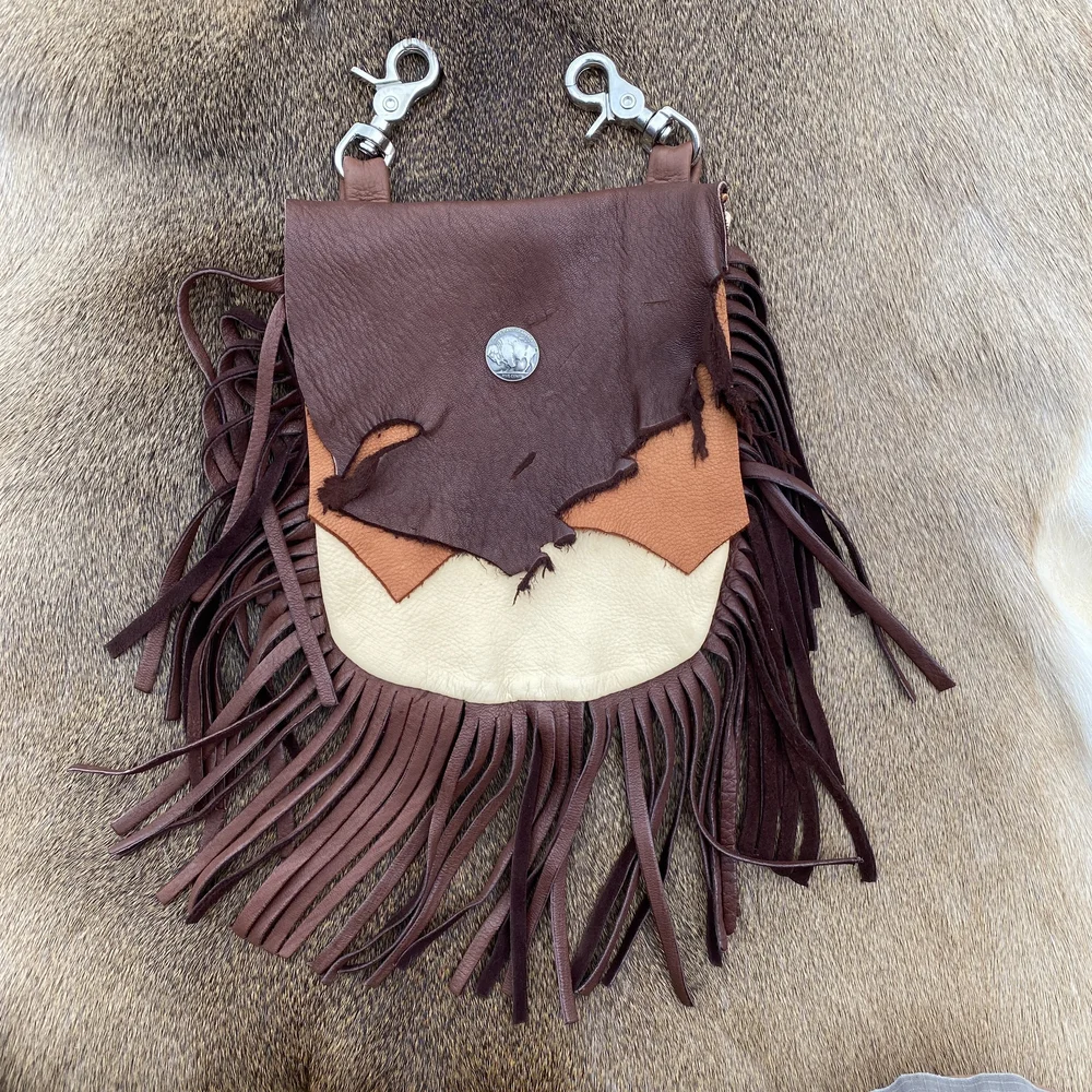 バッグ Roen reversible fringe leather Hip Flap Leather Hip Bag-Fringe — Claw, Antler & Hide Co.