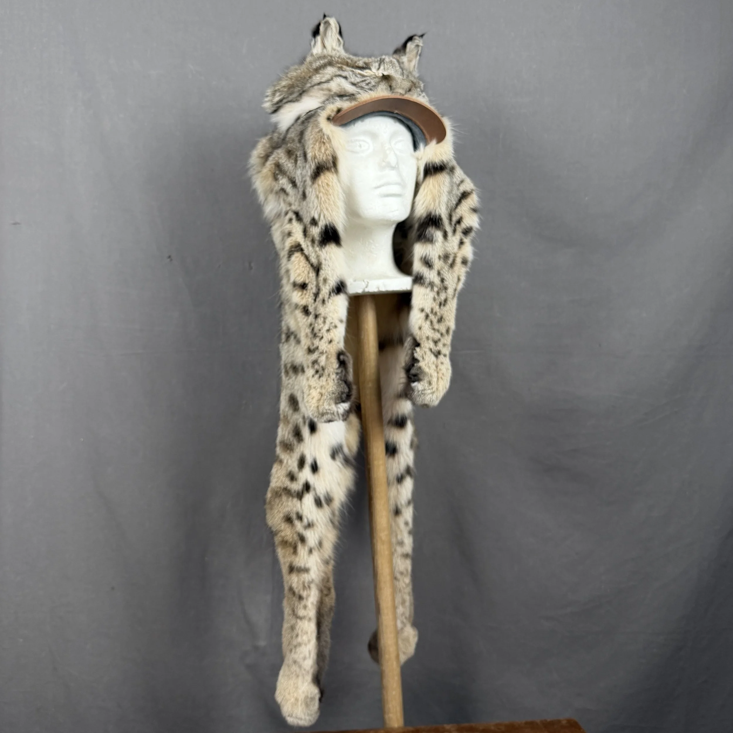 Bobcat Mountain Man Fur Hat with Face and Feet