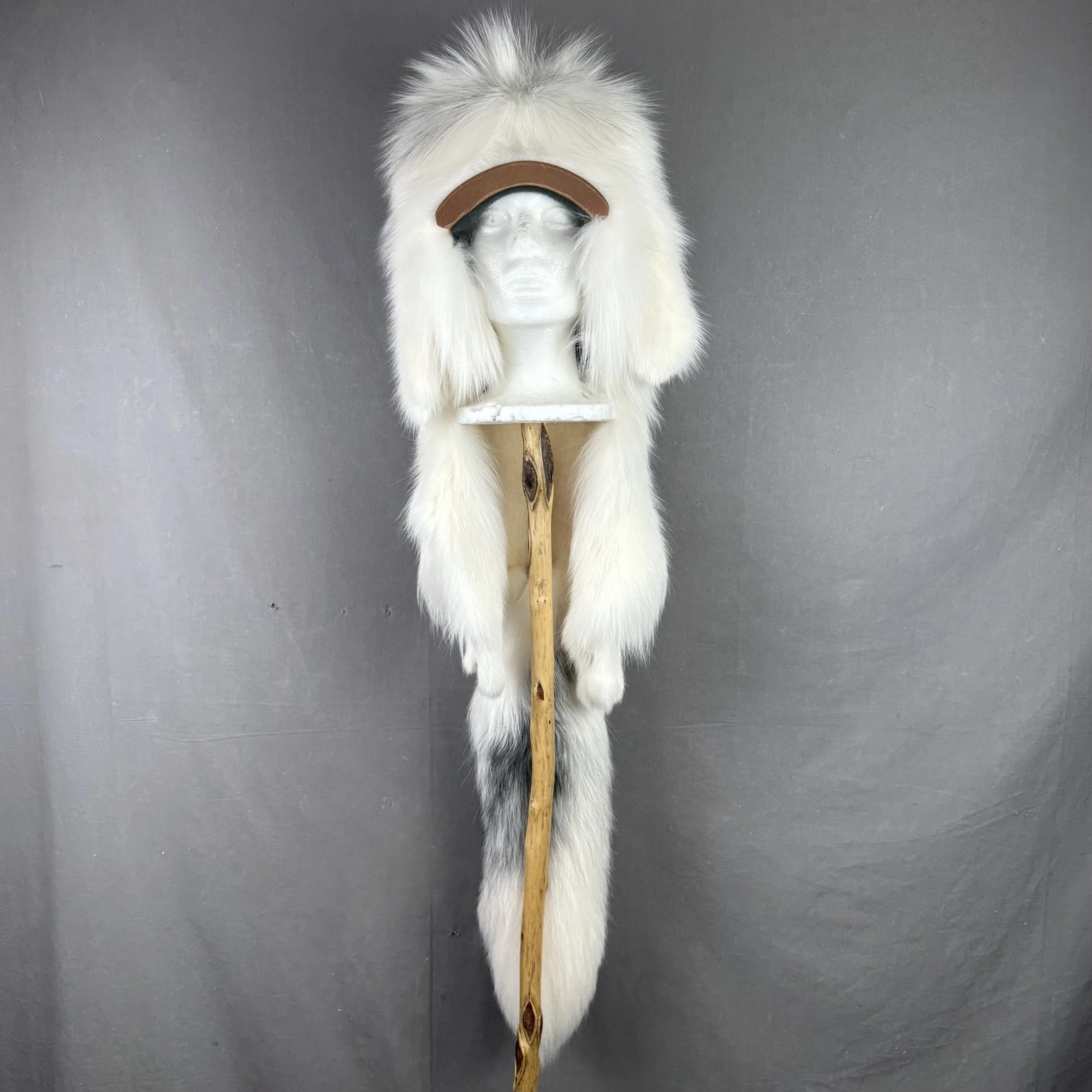 Marble Fox Mountain Man Hat with Bill, Legs, and Tail