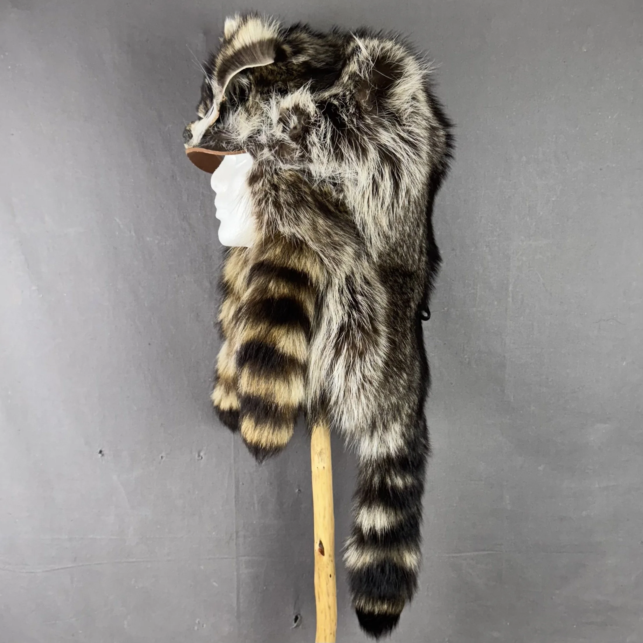 Raccoon Mountain Man Hat with face and tails