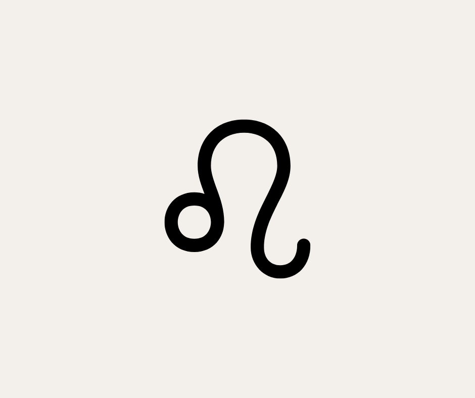 Black Leo zodiac symbol on a light background.
