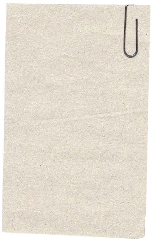 A blank piece of light-colored paper with a paperclip attached to the top right corner.