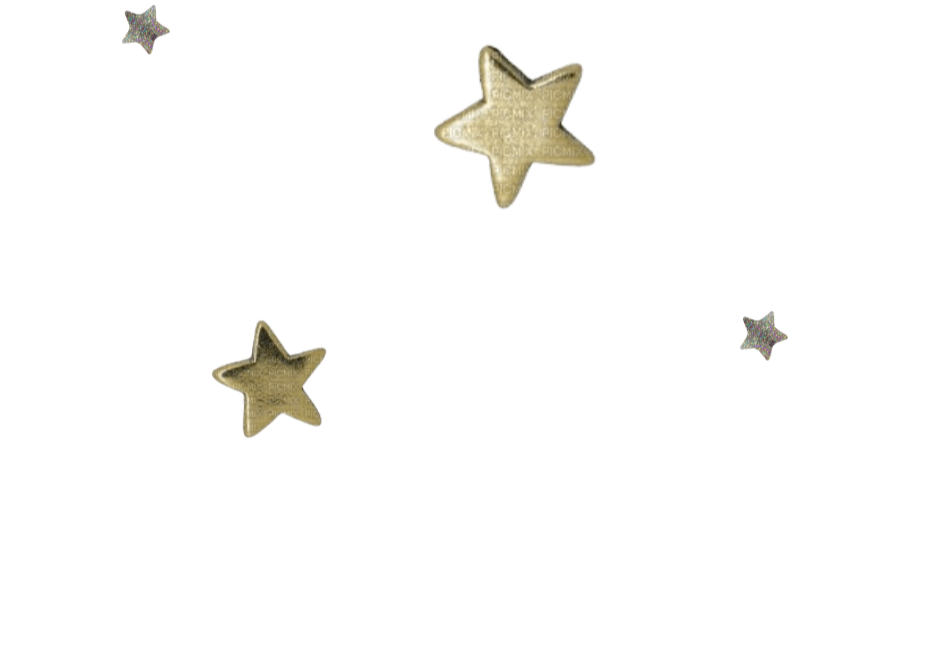 Gold and silver star-shaped confetti on a white background.