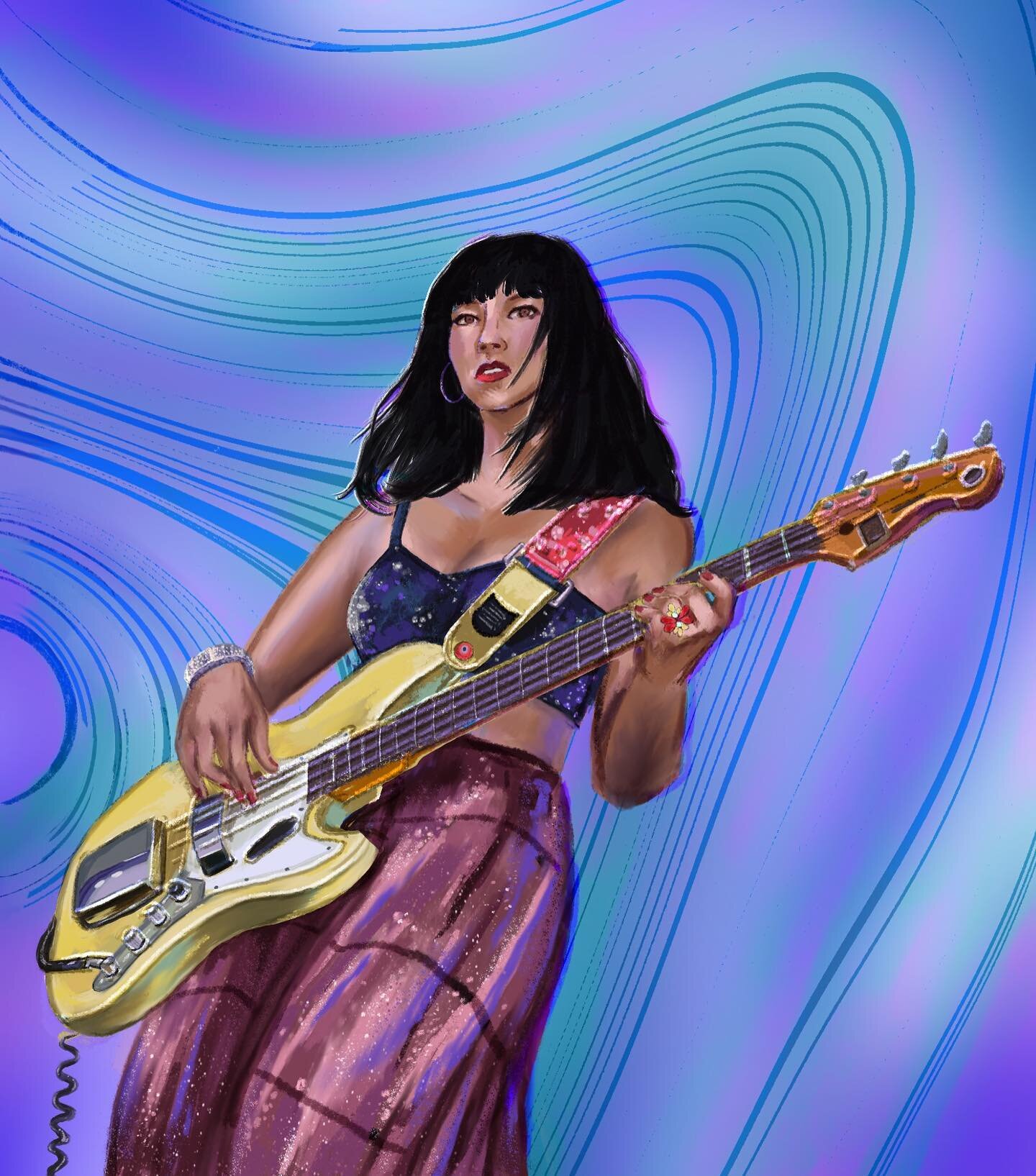 @lauraleezy bassist from the wonderful @khruangbin 🌸✨I cry every time I watch the video for so we won&rsquo;t forget 💕🚲 swipe for details! 

#illustration #procreate #digitalart #portrait #colour #khruangbin #bassguitar